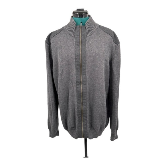 Arbor Way Zip Up Men's Cotton Sweater Gray 100% cotton - Picture 1 of 4